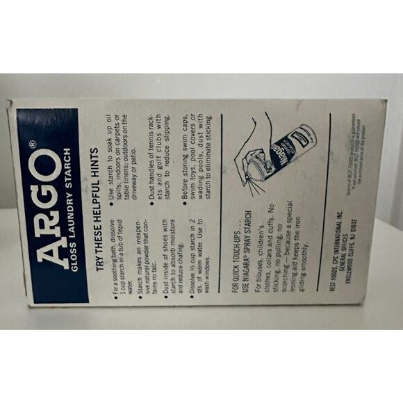 Vintage Argo New Old Stock Powdered Gloss Laundry Starch 16 oz Blue Box Full - Picture 2 of 7